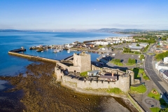 Castle and marina in Carrickfergus near Belfast