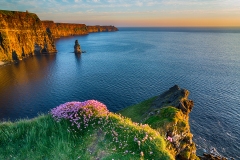 Ireland Irish world famous tourist attraction in County Clare. The Cliffs of Moher West coast of Ireland. Epic Irish Landscape and Seascape along the wild atlantic way. Beautiful scenic nature from Ireland.